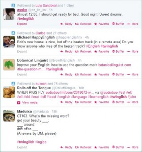 Twitter hashtags for English language learners